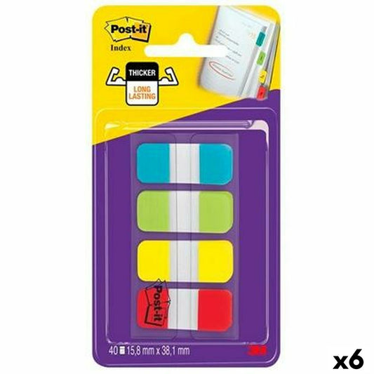 Set of Sticky Notes Post-it Index Multicolour 40 Sheets 15,8 x 38 mm (6 Units)-0
