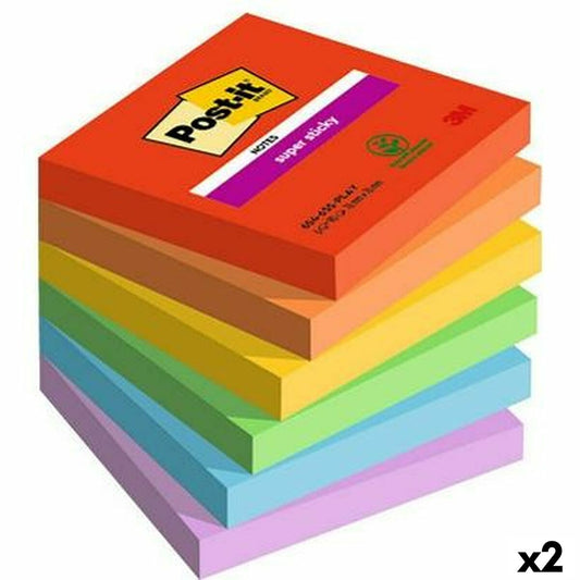 Post-it® Super Sticky Notes – Rainbow Multicolour 76×76 mm (2-Pack)